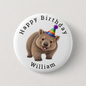 Süße Party Wombat Button (Vorderseite)