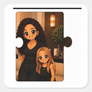Süße passende Familie Kawaii Aufkleber-Packung Quadratischer Aufkleber