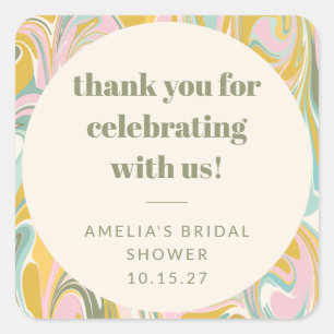 Süße Pastell-Abstrakte Benutzerdefinierte Bridal S Quadratischer Aufkleber