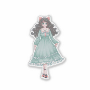 Süße Pastell-Anime-Mädchen-Puppe Ästhetik Vinyl  Aufkleber