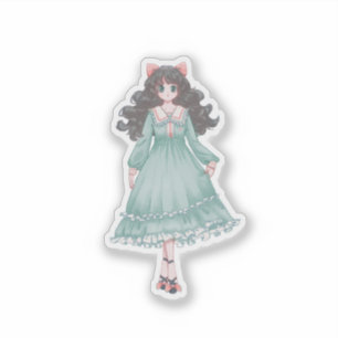 Süße Pastell-Anime-Mädchen-Puppe Ästhetik Vinyl Aufkleber