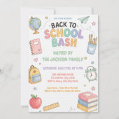 Süße Pastell-Back-to-School-Bash-Party Einladung (Vorderseite)