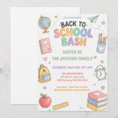 Süße Pastell-Back-to-School-Bash-Party Einladung (Vorne/Hinten)
