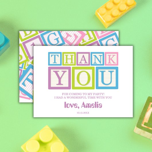 Süße Pastell-Blockbuchstaben Dankeskarte