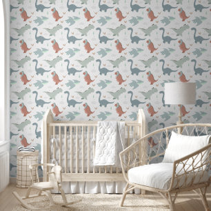 Süße Pastell-Dinosaurier-Baby-Kinderzimmer-Peel-&- Tapete