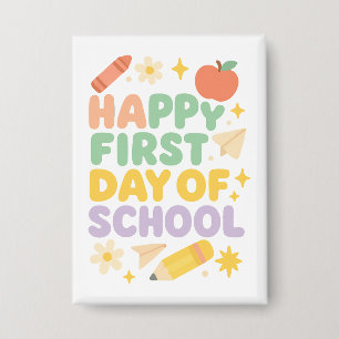 Süße Pastell-Doodle-Fröhlicher-Erst-Tag-der-Schule Button