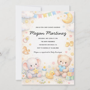 Süße Pastell-Einladungsvorlage für Baby Shower Einladung