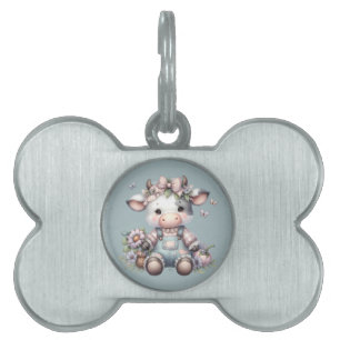 Süße Pastell-Farbene Babykuh in Overall mit Blumen Tiermarke