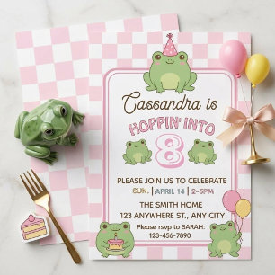 Süße Pastell-Frosch-Girl zum 8. Geburtstag Einladung