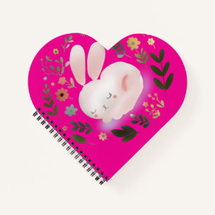 Süße Pastell-Frühlings-Hasen-Blumenkranz-Kinderzim Notizblock