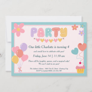 Süße Pastell-Geburtstags-Einladung Kinderparty