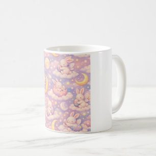 Süße Pastell-Hasen-Mond-Tasse – Kawaii Träumerisch Kaffeetasse