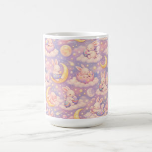 Süße Pastell-Hasen-Tasse – Kawaii Mond & Wolken Kaffeetasse