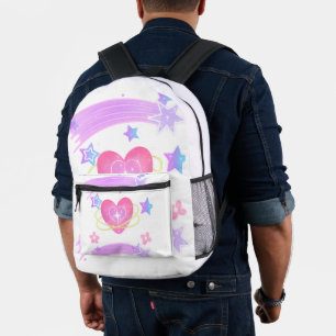 Süße Pastell-Herz- und Sternschnuppen-Druck-Cut-Se Bedruckter Rucksack