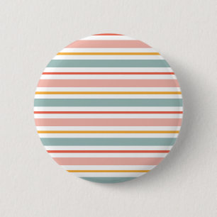 Süße Pastell-Horizontale Streifen Boho Rosa Türkis Button