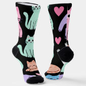 Süße Pastell-Katzen-Crew-Socken – Kitty Socken (Gewinkelt)