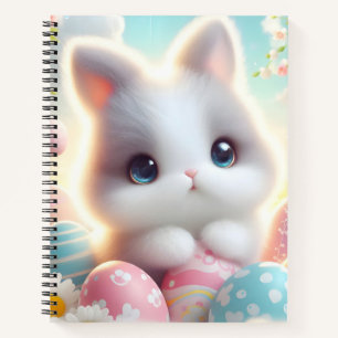 Süße Pastell Kawaii Kätzchen Ostereier Notizblock