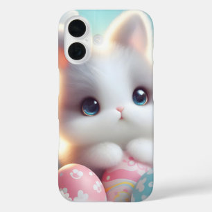 Süße Pastell-Kawaii-Kätzchen-Osterhasen-Eier iPhone 16 Hülle