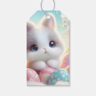 Süße Pastell-Kawaii-Kätzchen-Osterhasen-Eier Geschenkanhänger