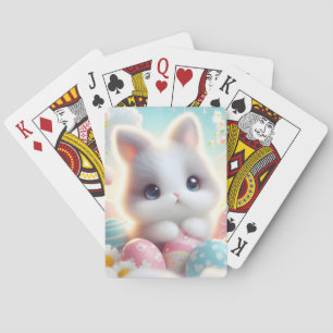 Süße Pastell-Kawaii-Kätzchen-Osterhasen-Eier Spielkarten