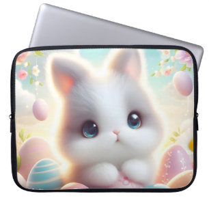Süße Pastell-Kawaii-Kätzchen-Osterhasen Laptopschutzhülle