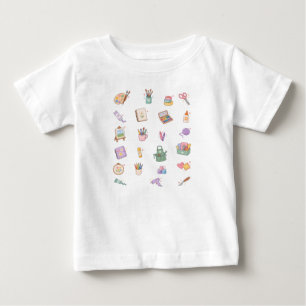 Süße Pastell-Kunst- und Bastelzubehör-Illustration Baby T-shirt