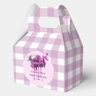 Süße Pastell-Lila-Gingham-Baby-Mädchen-Party Geschenkschachtel