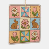 Süße Pastell-Osterhasen-Blumen-Patchwork Keramikornament (Rechts)