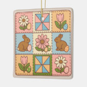 Süße Pastell-Osterhasen-Blumen-Patchwork Keramikornament (Links)