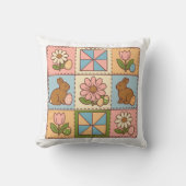 Süße Pastell-Osterhasen-Blumen-Patchwork Kissen (Vorderseite)