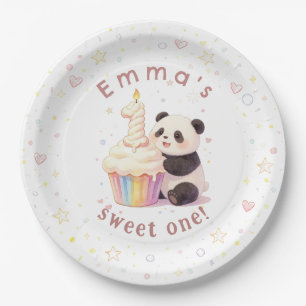 Süße Pastell-Panda-Baby-1.-Geburtstagspapierplatte Pappteller