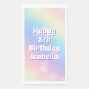 Süße Pastell-Regenbogen-Funkel-Mädchen-Geburtstags Serviette