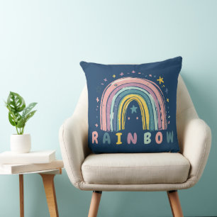 Süße Pastell-Regenbogen- und Sterne-Kinderzimmer-W Kissen
