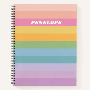 Süße Pastell-Regenbogenstreifen mit personalisiert Notizblock
