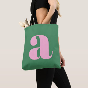 Süße Pastell-Rosa-Grüne Monogramm Retro-Lettern Tasche