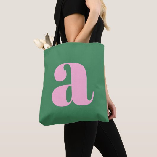 Süße Pastell-Rosa-Grüne Monogramm Retro-Lettern Tasche (Von Nahem)
