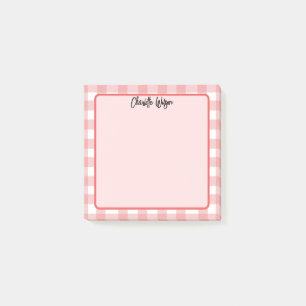 Süße Pastell-Rot-Gingham-Muster-Post-It-Notes Post-it Klebezettel