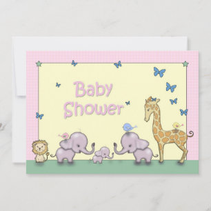 Süße Pastell-Safari-Tier-Baby-Party-Einladungen Einladung
