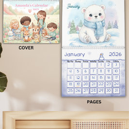 Süße Pastell-Tiere Personalisierter Kinderkalender Kalender