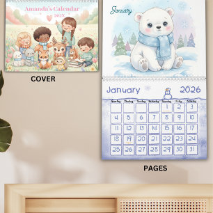 Süße Pastell-Tiere Personalisierter Kinderkalender Kalender