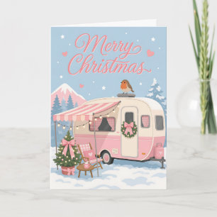 Süße Pastell-Wohnwagen-Weihnachtsszene Karte