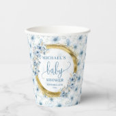 Süße pastellblaue Blüten Goldboho Junge Papier Bec Pappbecher (Vorderseite)