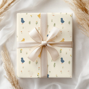 Süße pastellblaue gelbe Küken Geschenkpapier