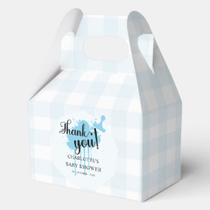 Süße Pastellblaue Gingham-Baby-Mädchen-Party Geschenkschachtel
