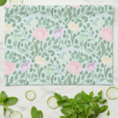 Süße Pastellblumen auf Blau Geschirrtuch (Gefaltet)