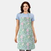 Süße Pastellblumen auf Blau Schürze (Getragen)