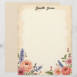Süße Pastellblumen Schreibwarenpapier Briefbogen