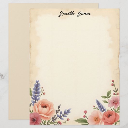 Süße Pastellblumen Schreibwarenpapier Briefbogen (Vorne/Hinten)