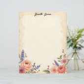 Süße Pastellblumen Schreibwarenpapier Briefbogen (Stehend Vorderseite)