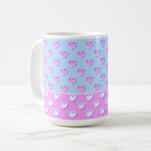 Süße Pastellfarben Blau Und Rosa Treffende Herzen Kaffeetasse